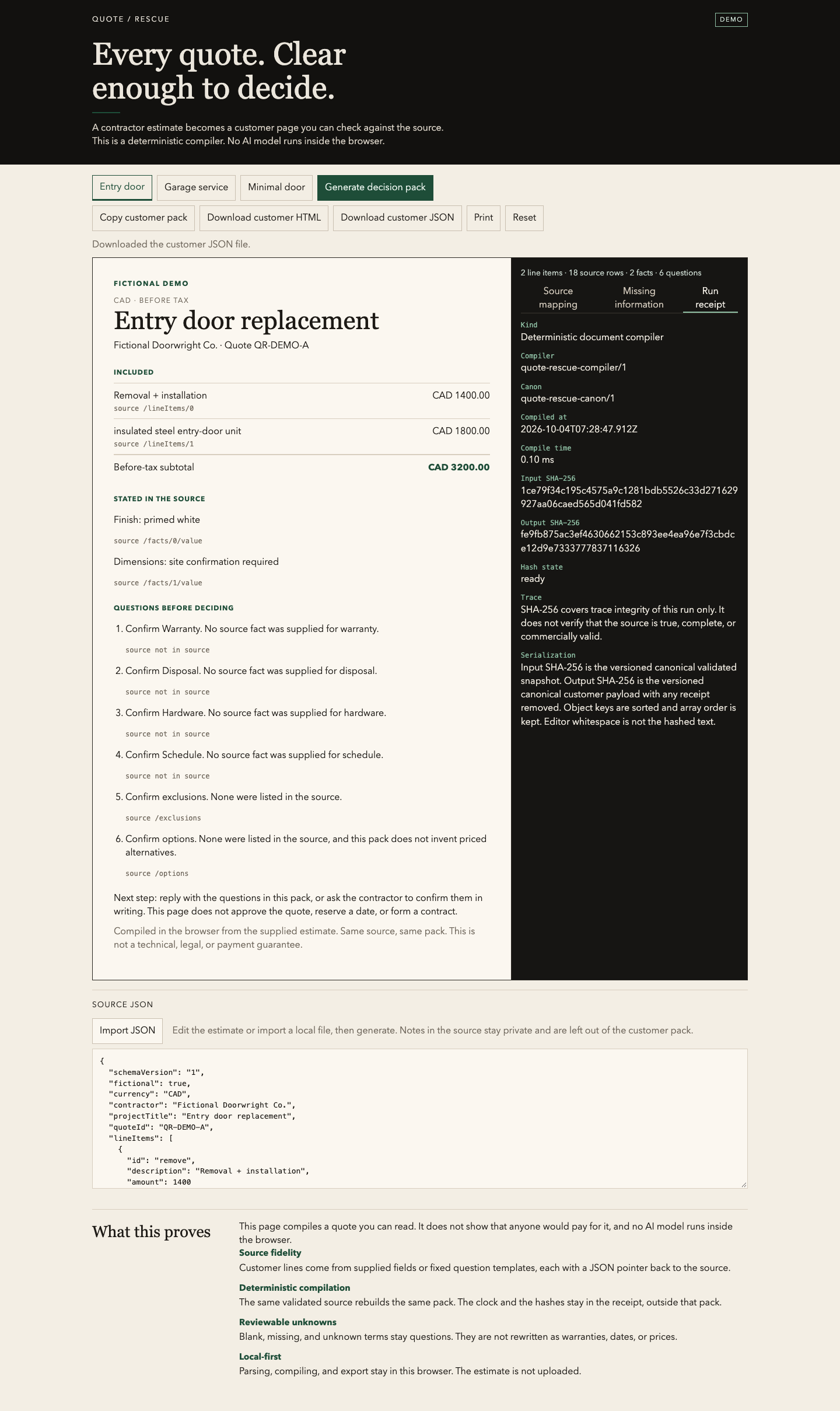 Quote Rescue studio on desktop